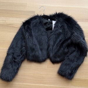 Elegant Black Faux Fur Teddy Jacket